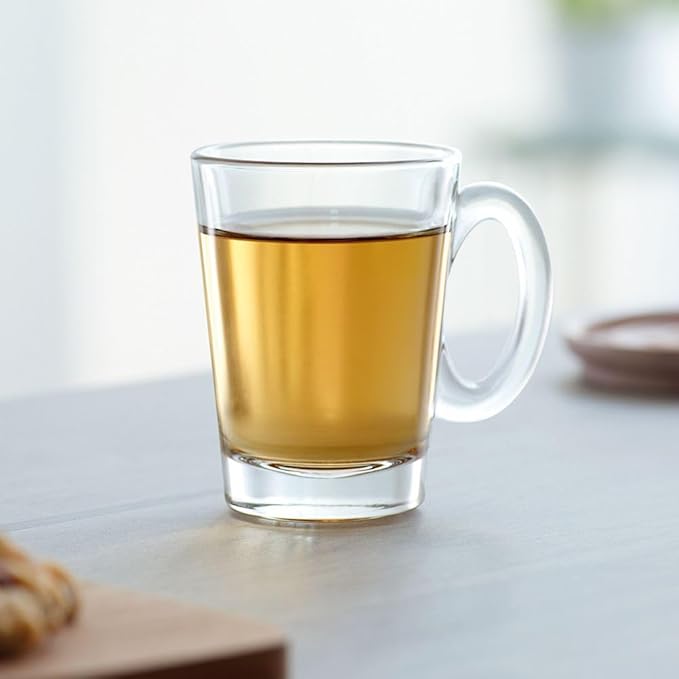 LEMONSODA Clear Large Glass Coffee Mug with Handles for Hot Beverages, Clear Mugs for Espresso, Tea, Cappucino, Latte, Juice (8.75 oz, 10.5 oz, 12 oz) (10.5 oz, Set of 6)