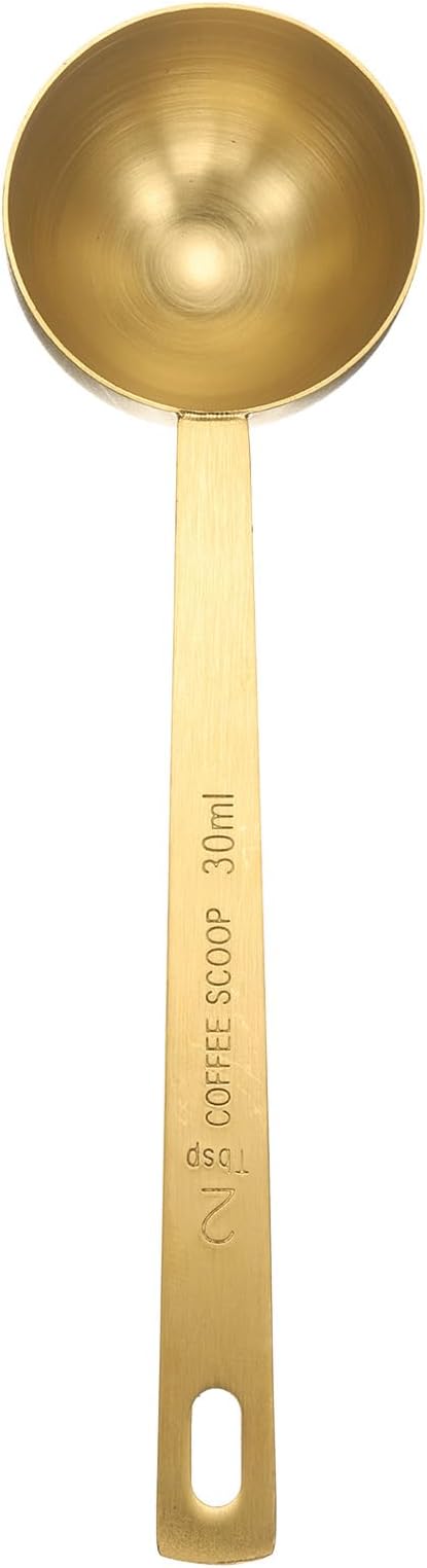 HARFINGTON Coffee Scoop Spoon 2tbsp (6tsp, 30ml) 304 Stainless Steel Long Handle Teaspoon/Tablespoon Measuring Spoons Scoops for Tea Sugar Kitchen, Gold