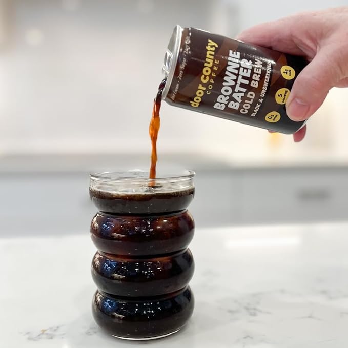 Door County Coffee Ready to Drink Canned Cold Brew Variety Pack - 8oz - 6 Pack - Cold Pressed Coffee, 5 Calories, Bold & Rich, Flavorful, 145mg Natural Caffeine