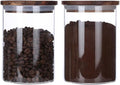 KKC HOME ACCENTS Airtight Glass Loose Tea Storage Container For Loose Leaf Tea,Ground Coffee,Glass Storage Jar with Airtight Acacia Wood Lids,Sealed Jars,25 Fl oz