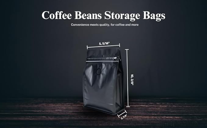 Premium Coffee Bags with Valve (100 pcs, 16 oz) Standing Coffee Beans Storage Bags, Reusable Heat Sealable Side Zipper Pouches, Eco-Friendly Packaging, Perfect for Home and Office - White