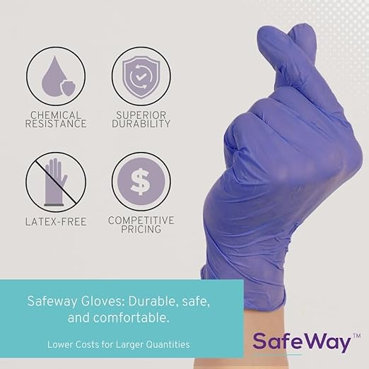 SafeWay Nitrile Gloves, 4000 Ct, Small, Powder-Free, Latex-Free, All-Purpose, Professional Disposable Gloves with Textured Fingertips for Medical Use, Food Prep, Cleaning, Tattoo & More