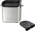 Coffee Knock Box Espresso Accessories - Home Use Small Coffee Grounds Puck Knock Box Stainless Steel with Tamping Mat for Espresso Machine