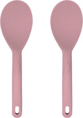 Silicone Rice Paddle Set – 2-Piece Set of Spoon Spatulas for Non-Stick Cookware – Kitchen Tools and Accessories with Comfortable Handles, Heat-Resistant Utensils for Cooking and Baking – Pastel Pink