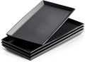 KOOV Ceramic Serving Tray, 14 Inches Large Serving Platter, Rectangular Serving Tray, Porcelain Serving Plates, Ceramic Serving Dishes for Dinner, Party, Sushi, Dessert, Food, Set of 4 (Matte Black)