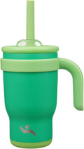 14 oz Tumbler with Side Handle, Insulated Water Bottle with Straw and 2 in 1 Lid, Stainless Steel Cup Travel Coffee Mug for Sports Office Gym,Olive Green