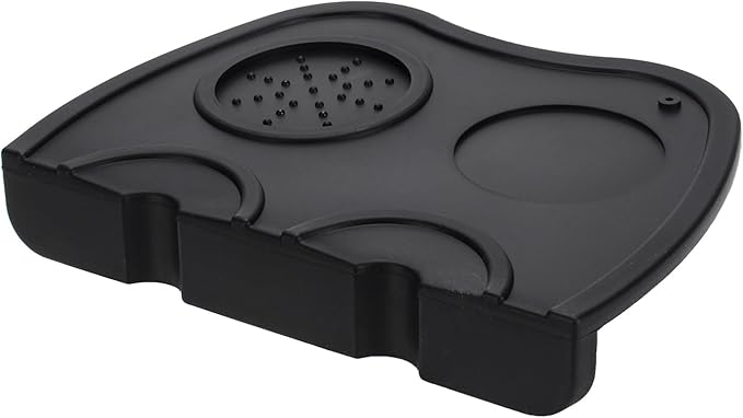 Espresso Tamping Mat, Silicone Coffee Tamper Mat with Corner Edge Tamp Support Station for Countertop, Barista Tools, Espresso Accessories, Large, Black