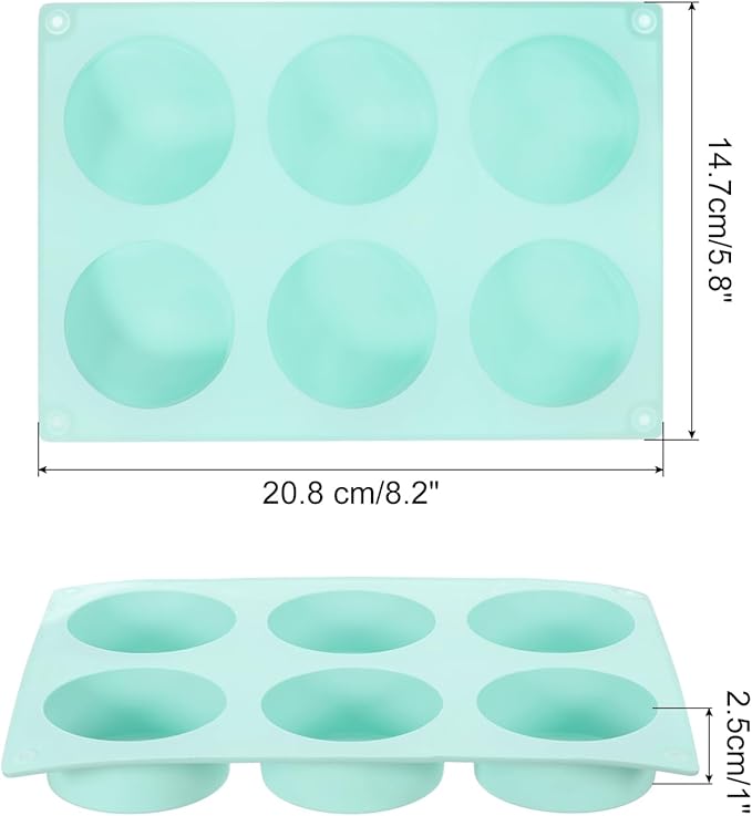 uxcell 4pcs Silicone Muffins Pan, 6 Cup Silicone Cupcake Pan Nonstick Baking Tray for Muffins, Cupcakes, Dishwasher Safe, Green