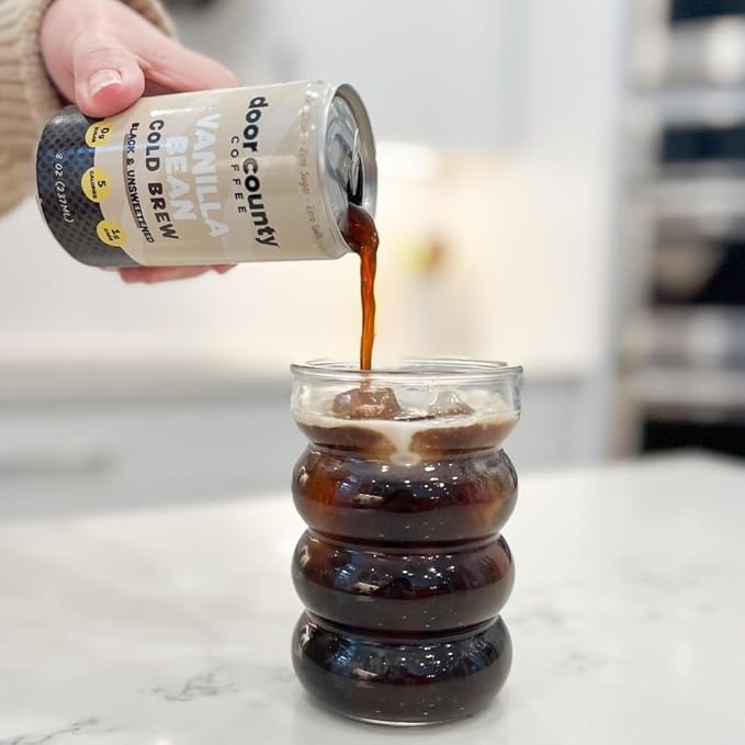 Door County Coffee Ready to Drink Canned Cold Brew Variety Pack - 8oz - 6 Pack - Cold Pressed Coffee, 5 Calories, Bold & Rich, Flavorful, 145mg Natural Caffeine