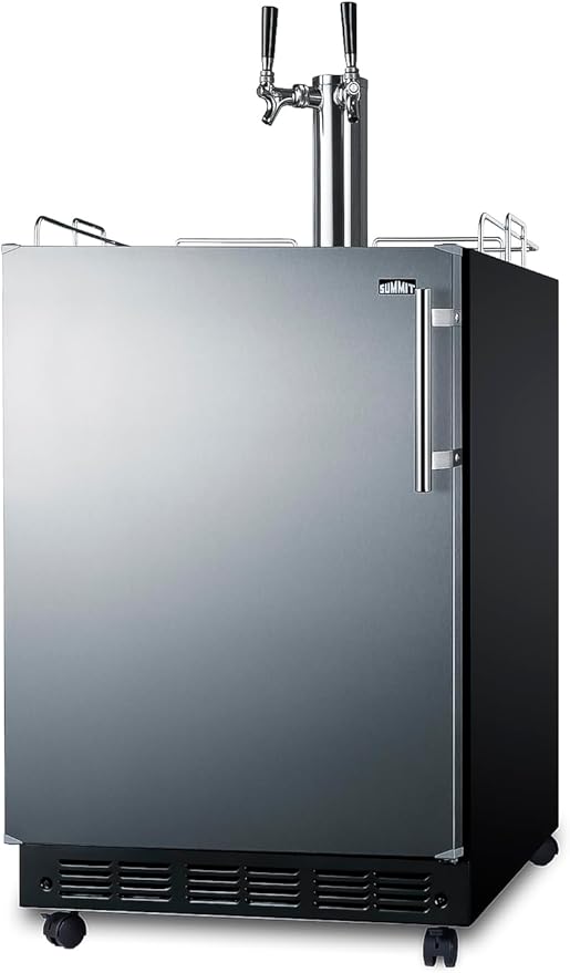 Summit Appliance 24" Wide Wine Kegerator/Refrigerator Combo, Black Interior, Caster Wheels, Residential/Commercial Use (LHD, Wine)