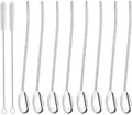8Pcs Stainless Steel Straws Spoons, Reusable Metall Straws Spoon with 2 Cleaning Brushes,2 in 1 Snow Cone Straws Drinking Reusable Stainless Steel Ice Tea Long Spoons Straws for Cocktail Milkshake