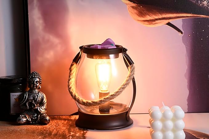 Electric Wax Melting Heater,Edison Bulb Wax Heater,Heater for Scented Wax,Oil Burner for perfumes,Home Decor (Retro, Twine Handle)