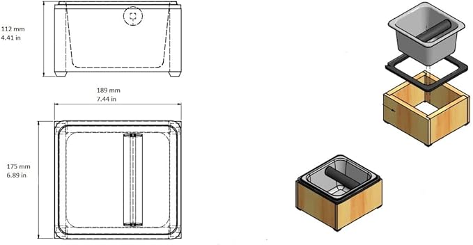 Rattleware Stainless Steel Knock Box - Perfect for Home, Cafe, Restaurant, Hotel, Office, or Commercial Establishment - Heavy Duty Knock Box Trusted By Baristas Worldwide (7.44" x 6.89" x 4.41")