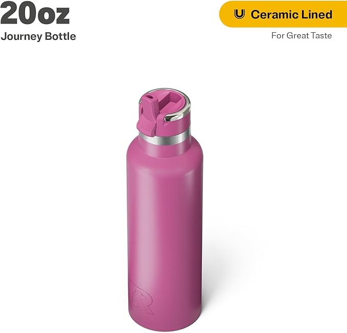 RTIC 20oz Journey Bottle Metal Stainless Steel Vacuum Insulated, BPA Free, Reusable, for Water, Hot and Cold Drinks, Travel, Sports, Camping, Orchid