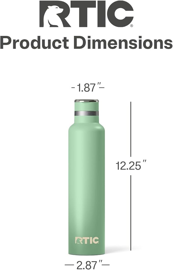 RTIC 26oz Journey Bottle Metal Stainless Steel Vacuum Insulated, BPA Free, Reusable, for Water, Hot and Cold Drinks, Travel, Sports, Camping, Sage