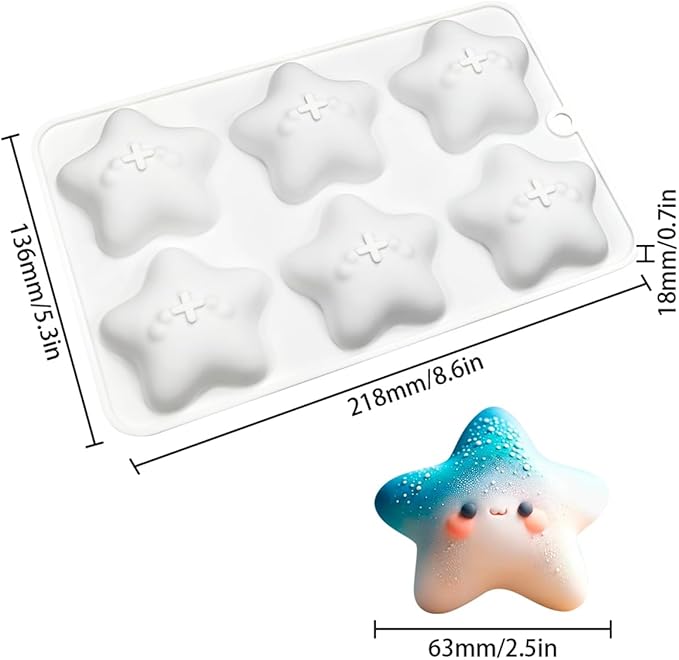 mostsom Cute Star Cartoon Shaped Dessert Mousse Molds 3d Silicone Cake Mold Muffin Pan Baking Tools For Cakes Decorating Supplies (M_ Star)
