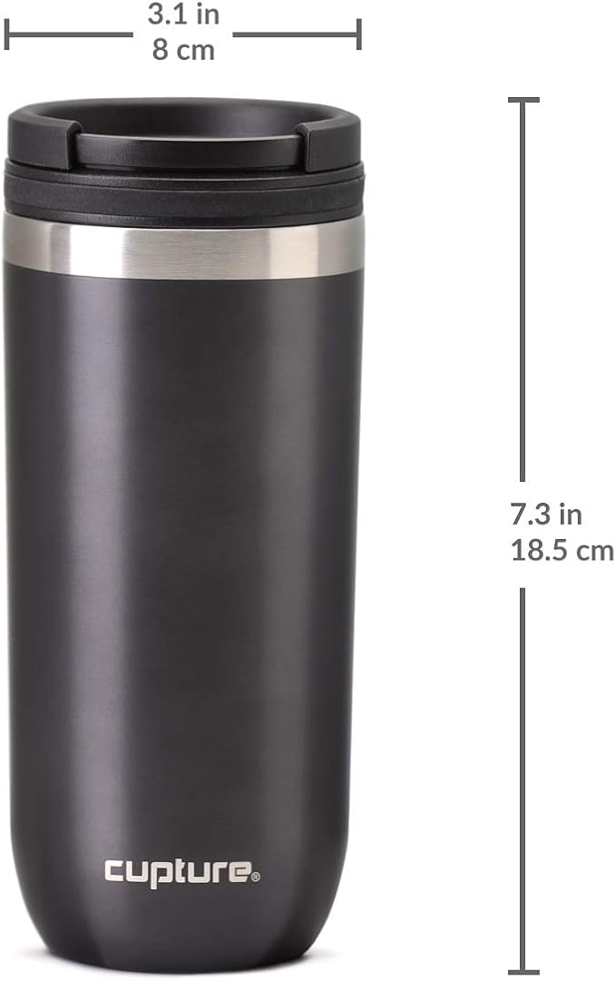 Cupture TWIST-TOP Vacuum-Insulated Stainless Steel Travel Mug, 16 oz, Gunmetal Gray