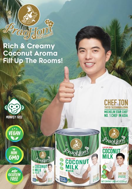 Praohom Coconut Milk 8.5 Fl Oz - Plant Based, Dairy Free Milk Alternative - Pure and Rich Thai Coconut Milk - No Added Sugar - Ideal for Cooking and Baking (250ml (pack of 1))