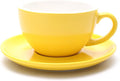 Ceramic Latte Art Cup and Saucer for Cappuccino & Manual Brew Coffee, New Bone China, Mate for Coffee Shop and Barista (Matte Yellow, 8.5 oz)