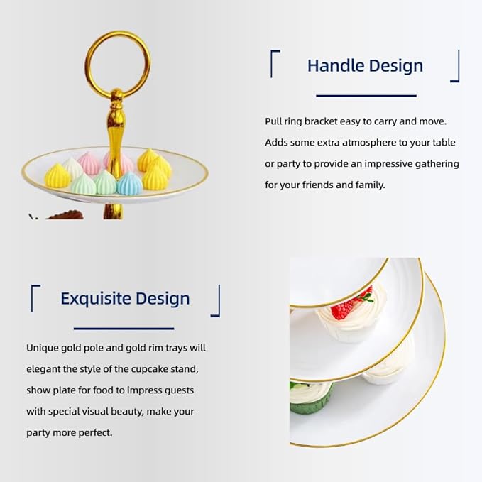 5 Pcs Dessert Table Stand Set - 2x Small 3 Tier Plastic Cupcake Display Stands Cookie Tray Rack Serving Tower & 3x Trays for Wedding Baby Shower Tea Party