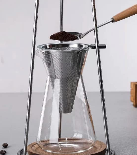 Nispira Iced Coffee Cold Brew Drip Coffee Maker Stainless Steal, 400mL, Borosilicate Glass