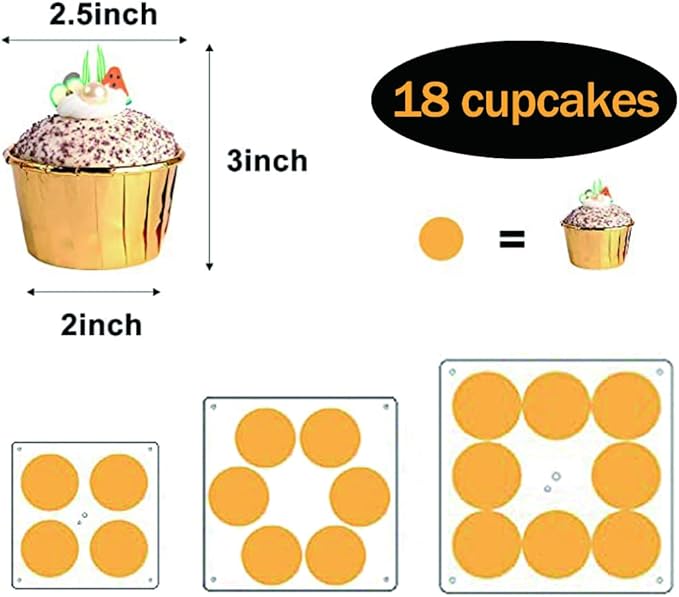 ShellKingdom 2 Pack Cupcake Stand, 3 Tier Serving Tray Cupcake Dessert Candy Fruit Display Holder for Wedding, Christmas, Baby Shower Birthday Tea Party (Square)