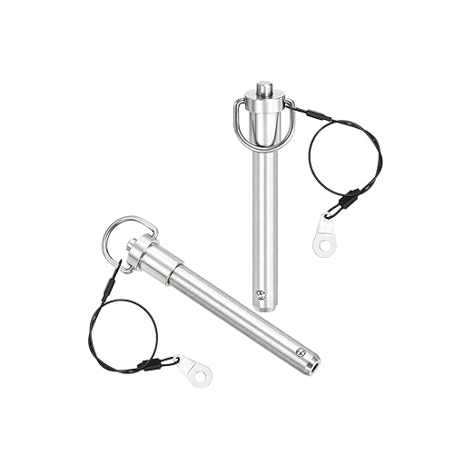 uxcell 1 Pcs Quick Release Pin, 1/2" x 3"(Dia. x L) Push-Button Ball Locking Pin 304 Stainless Steel Ring Handle Locking Pin with Wire for Audio Bimini Top Marine, Silver