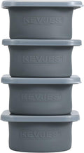 PLUS 1000ml Pizza Dough Proofing Boxes for DIY Artisan Pizza, Food Grade Silicone Stackable Containers with Lids, Sturdy Reinforced Steel. Freezer, Fridge, Dishwasher Safe (4Space Grey Plus)