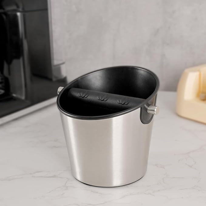 CAFEMASY Espresso Knock Box Barista-Tools - Mini Size Stainless Steel Coffee Puck Disposal Knock Box Espresso Machine Accessories Knock Out Box Container Dump Bin