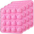 Newk Piggy Chocolate Silicone Mold, 4 Packs 16- Cavity Pig Face Emoticons Piglet Candy Molds for Jelly, Fondant, Hard Candy, Keto Fat Bombs, Resin