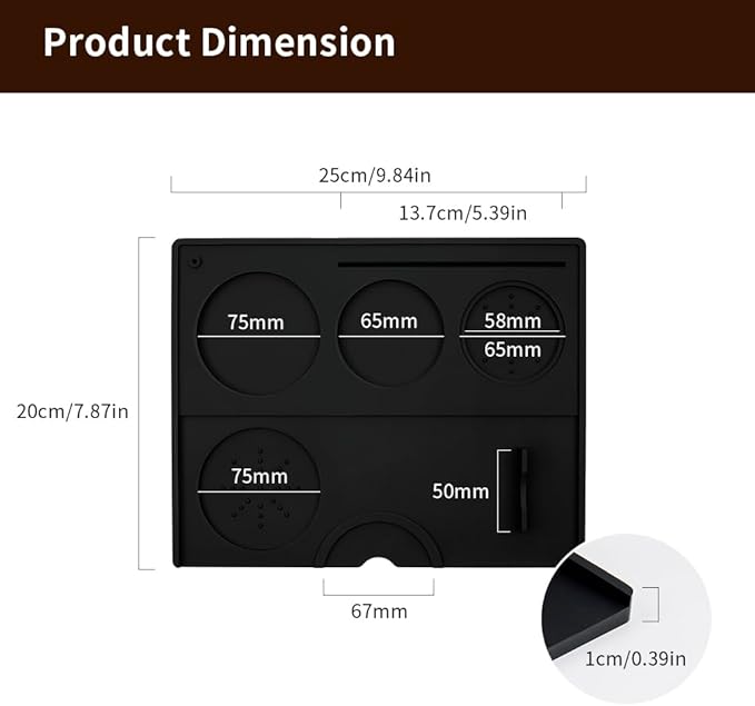 Espresso Tamping Mat - Espresso Tamping Station Food Grade Silicone Coffee Tamper Mat Espresso Accessory for Baristas Home Kitchen Bar Coffee Shop 9.84Inch x 7.87Inch (Black)
