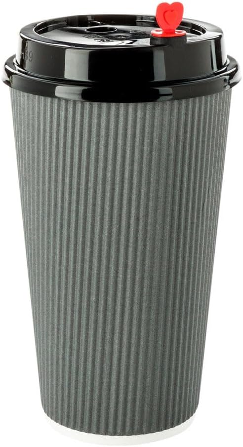 Restaurantware 16 Ounce Ripple Wall Disposable Coffee Cups, 500 Insulated Gray Paper Tumblers with Rolled Rim Design, Lids Sold Separately for Hot Drinks like Tea, Hot Chocolate and More