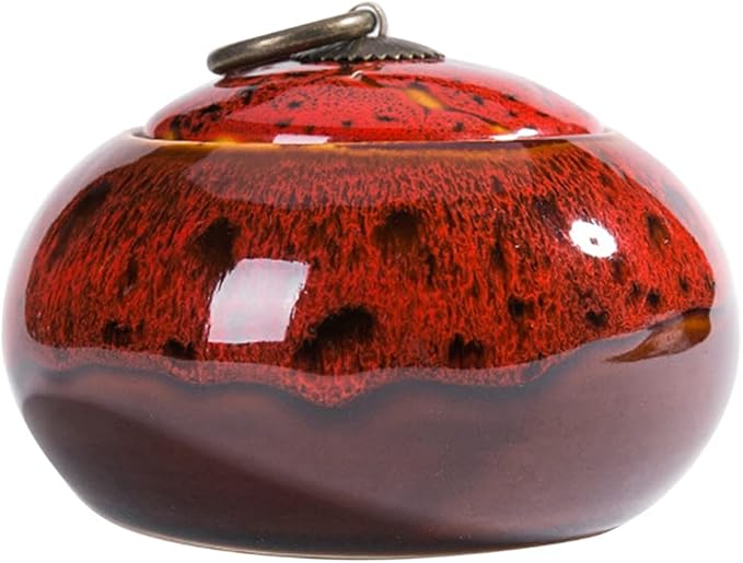 Ceramic Storage Jars, Exquisite Glaze Food Canisters for Kitchen Spice Storage,Tea Caddy Storage,Coffee Jar,Condiment Jar with Seald Lid (Red B)