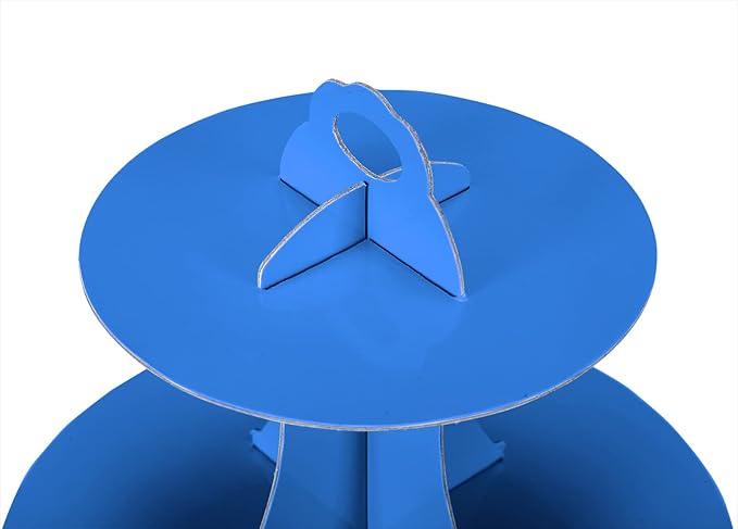 3-Tier Cupcake Stand, Cake Stand holder, Tiered DIY Cupcake Stand Tower for Dessert Table Displays, Birthday Theme Party Favors Decoration, Floral Tea Party, 12" W x 12.8" H, Blue