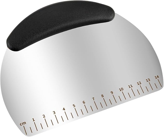 Professional Stainless Steel Dough Cutter and Scraper Combo - 2-in-1 Baking Tool for Bread, Pizza & Pastry | Multi-Use Bench Scraper with Kitchen Utensils Grip (Heavy Duty Dough Tool)