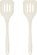 Silicone Slotted Turner Set – 2-Piece Set of Turner Spatulas for Eggs and Pancakes – Kitchen Tools and Accessories with Comfortable Handles, Heat-Resistant Utensils for Cooking & Baking – Cream