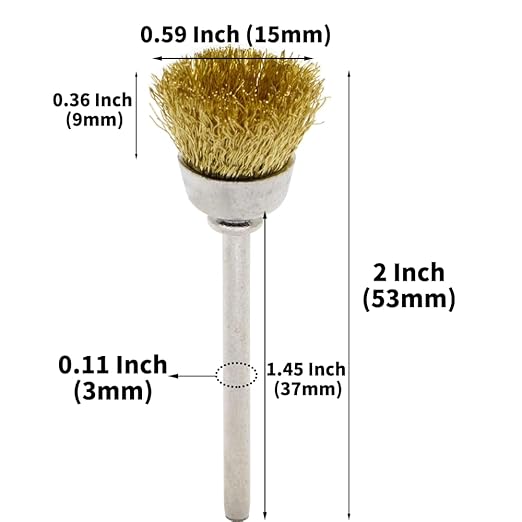 45-Piece Brass Wire Brush Set - Metal Rust Removal, Polishing, Cleaning - 1/8″ (3mm) Shaft - Removes Burrs, Dust, and Oxide Layer - Handles Rough Surfaces - Rotary Tool Accessories