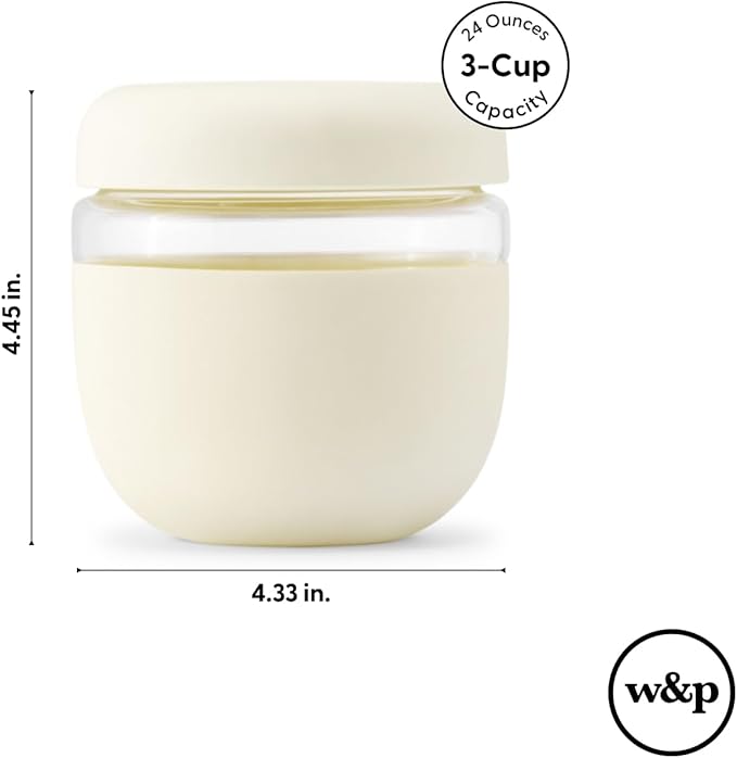 W&P Porter Seal Tight Glass Food Storage Container with Lid, Terrazzo Cream 24oz, Leak & Spill Proof Meal Prep Container, Microwave & Dishwasher Safe, Borosilicate Glass