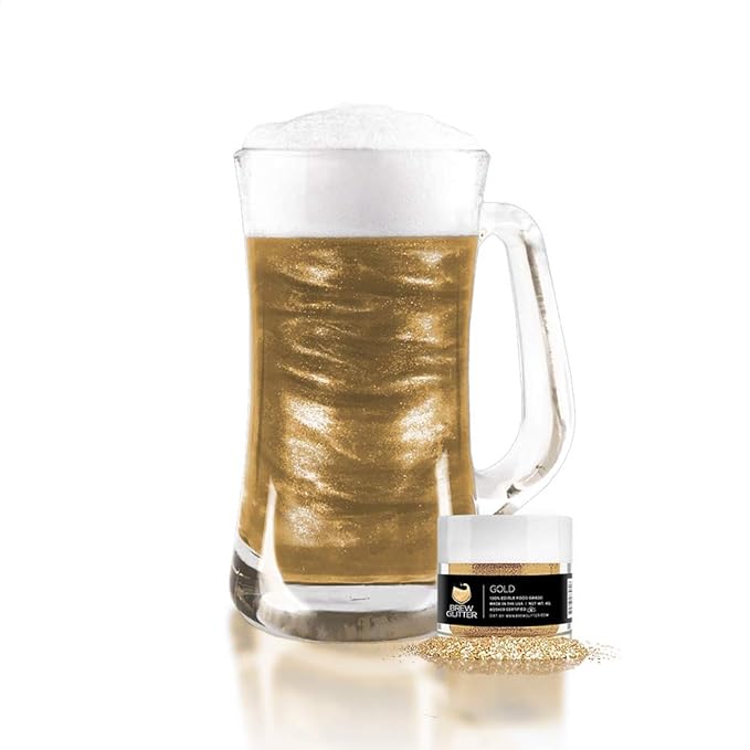 Gold BREW GLITTER Edible Glitter For Drinks, Cocktails, Beer, Garnish Glitter & Beverages | KOSHER & HALAL Certified | 100% Edible & Food Grade | Vegan, Gluten, Nut Free (25g, Gold)