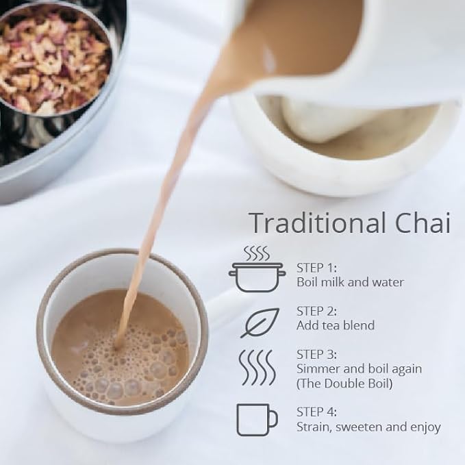 The Chai Box - Premium Rose Chai Tea - Makes 25 Servings - Loose Leaf Black Tea w/Rose Petals & Cardamom - Featured in Oprah's Favorite Things - Made in Small Batches w/Single-Origin Spices - 2.5oz