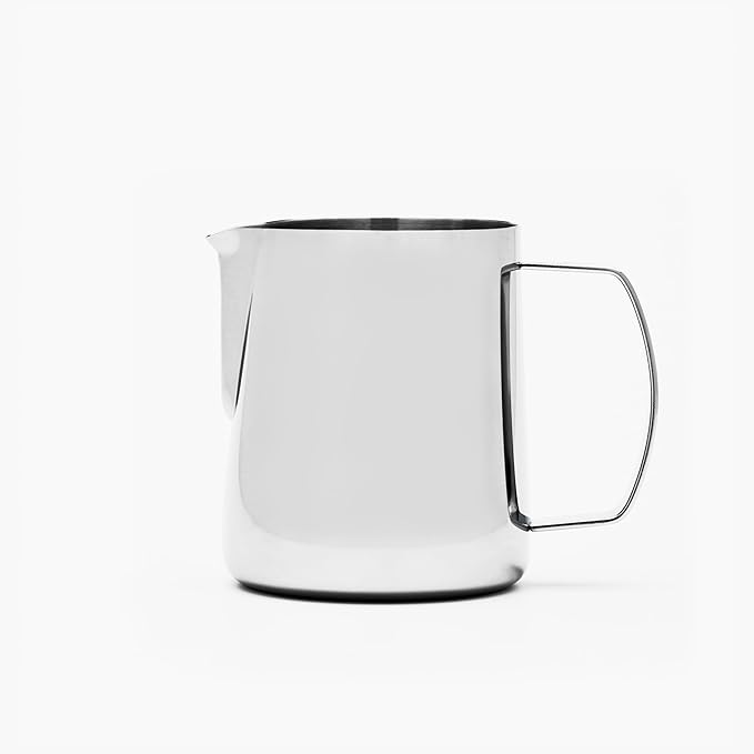 Milk Pitcher – 400ml Polished Stainless Steel, Precision Spout & Handle Alignment, Internal Measurement Markings, Premium 304 Stainless Steel Milk Steaming Pitcher for Latte Art