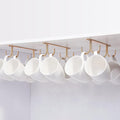 Mug Rack Under Cabinet - Coffee Cup Holder, 12 Mugs Hooks Under Shelf, Display Hanging Cups Drying Hook for Bar Kitchen Utensils Gold