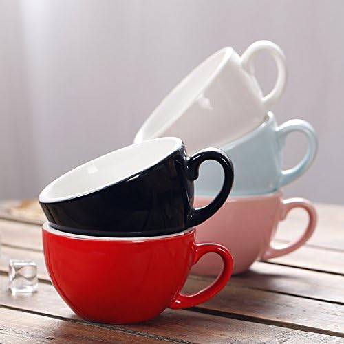 Cappuccino Barista Cup and Saucer Latte Art and Americano New Bone China for Coffee Shop (Glossy Black, 8.5 oz)