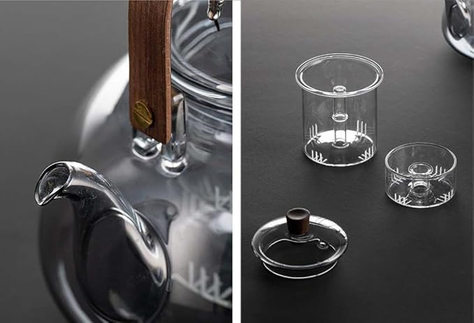 ZENATION Japanese Style 950ml Glass Teapot with Removable Infuser, Stovetop Safe Tea Kettle, Blooming and Loose Leaf Tea Maker Set (Gray)