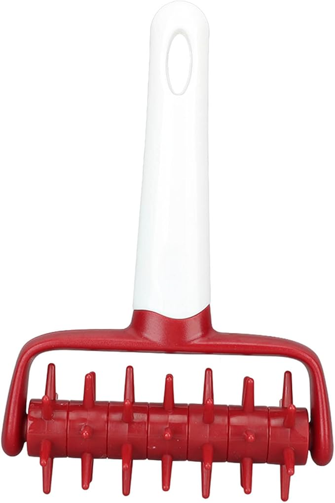Pizza Dough Docker Roller Plastic Pizza Pin Puncher Dough Hole Maker Docking Tool Pizza Making Accessories for Cookie Pie Pastry Bread(Red)