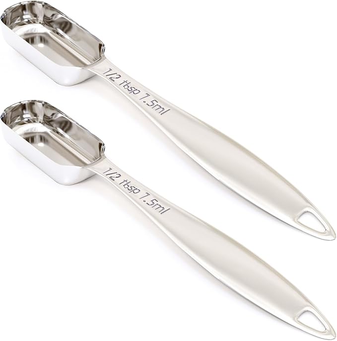 2PCS 1/2Tablespoon (1.5tsp, 7.5ml) Single Measuring Spoon, Individual Stainless Steel Long Handle Measure Teaspoon Only