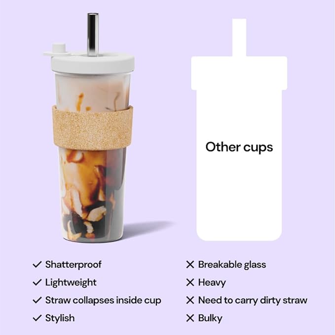 Dodoko Hot Pink Reusable Boba Tea Cup with Straw, 24 oz - Insulated BPA Free Shatterproof Tumbler for Iced Coffee, Smoothies, Cold Drinks - Dishwasher Safe, Includes Straw Cleaner