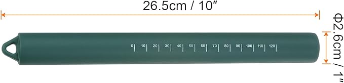 HARFINGTON Silicone Rolling Pin 10" Silicone Surface Non-Stick Stainless Steel Inner Core Dough Roller Kitchen Roller for Baking Pastry Pizza Fondant Bread, Dark Green