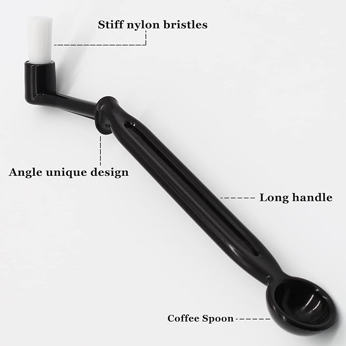 Coffee Grinder Cleaning Brush, Espresso Machine Brush Kit Wood Handle & Natural Bristles Wood Dusting Espresso Brush Set with Spoon for Bean Grain Coffee Tool (Pack of 5)