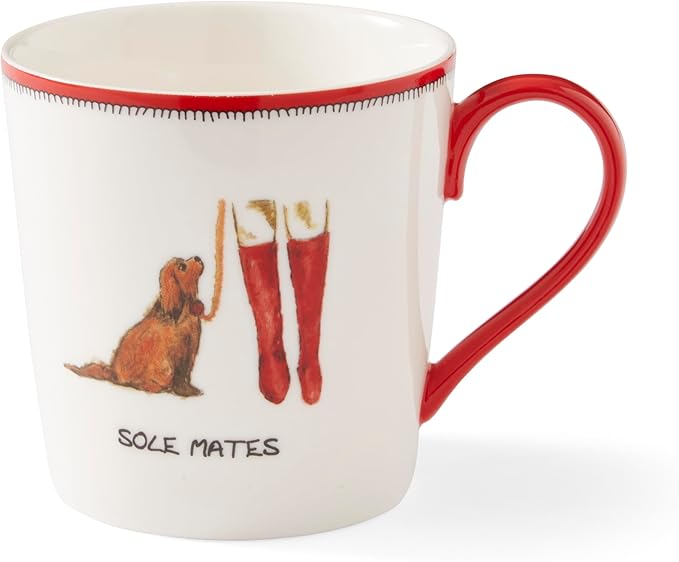 Spode Kit Kemp 12oz Doodle Mug | Sole Mates- Unique Doodle Pattern | Fine China | Dishwasher Safe | For Coffee and Tea | Ideal Celebration Gift | Home or Office Use